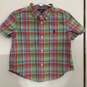 Lot of 2 Ralph Lauren Boys' Plaid Short-Sleeve Button-Down Shirt & Ben Sherman